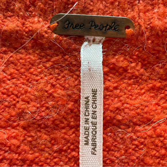 Free People Stripe Alpaca Blend Sweater S Petite Orange Boho - Picture 16 of 16